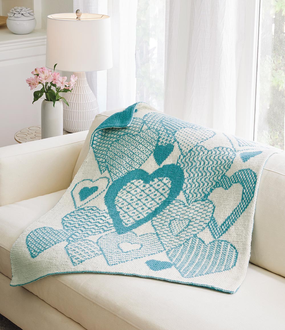 Hearts Aplenty Double Knit Baby Blanket
