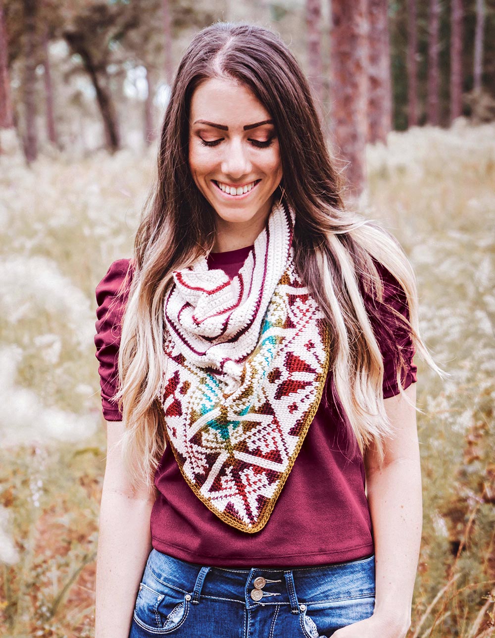 Triangle Crochet Cowl - White