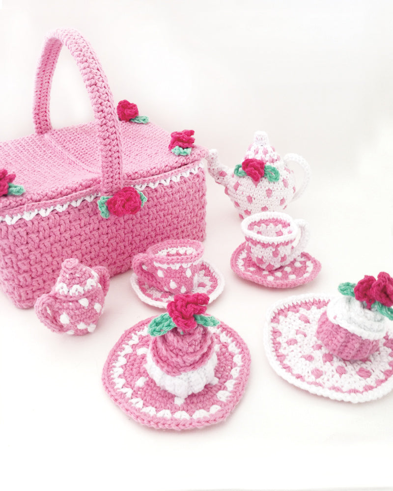 Polka Dot Tea Set with Picnic Basket