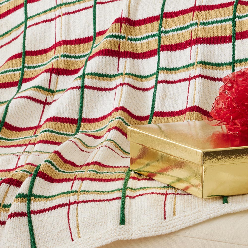 Knit Holiday Plaid Blanket