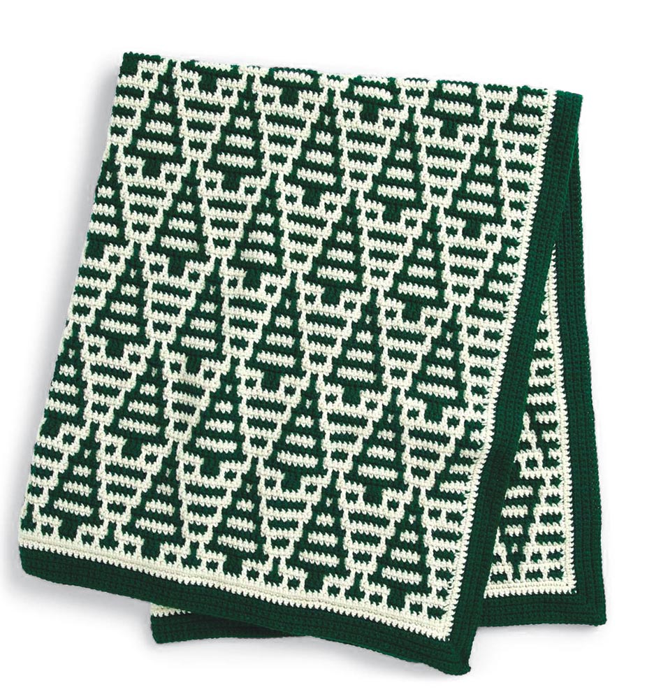 Couverture au crochet en mosaïque à feuilles persistantes