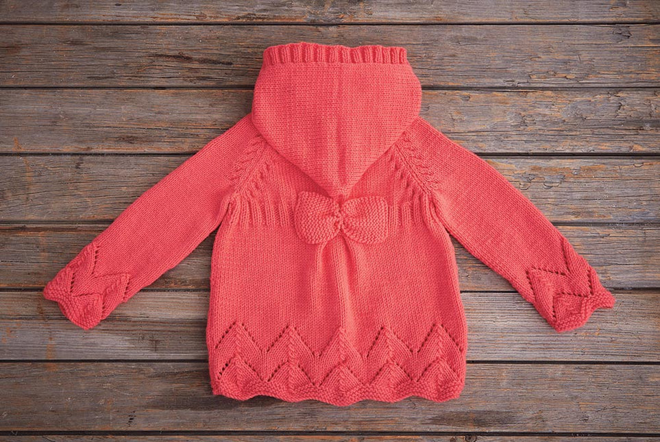Hooded Cardi with Bow Pattern
