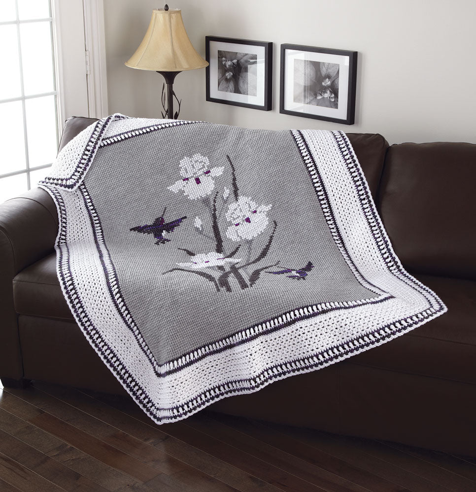 Iris & Hummingbirds Afghan Pattern
