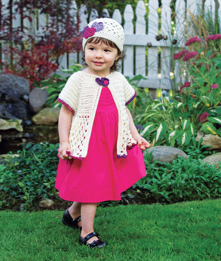 Patrón de cárdigan y sombrero de flores