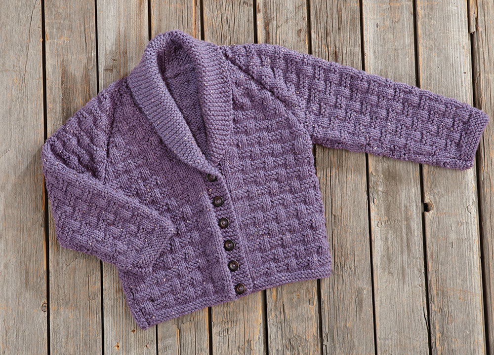 Patrón de cárdigan con cuello chal para niños