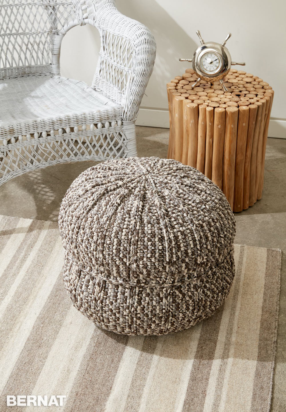 Free Wheel Spokes Crochet Pouf Pattern