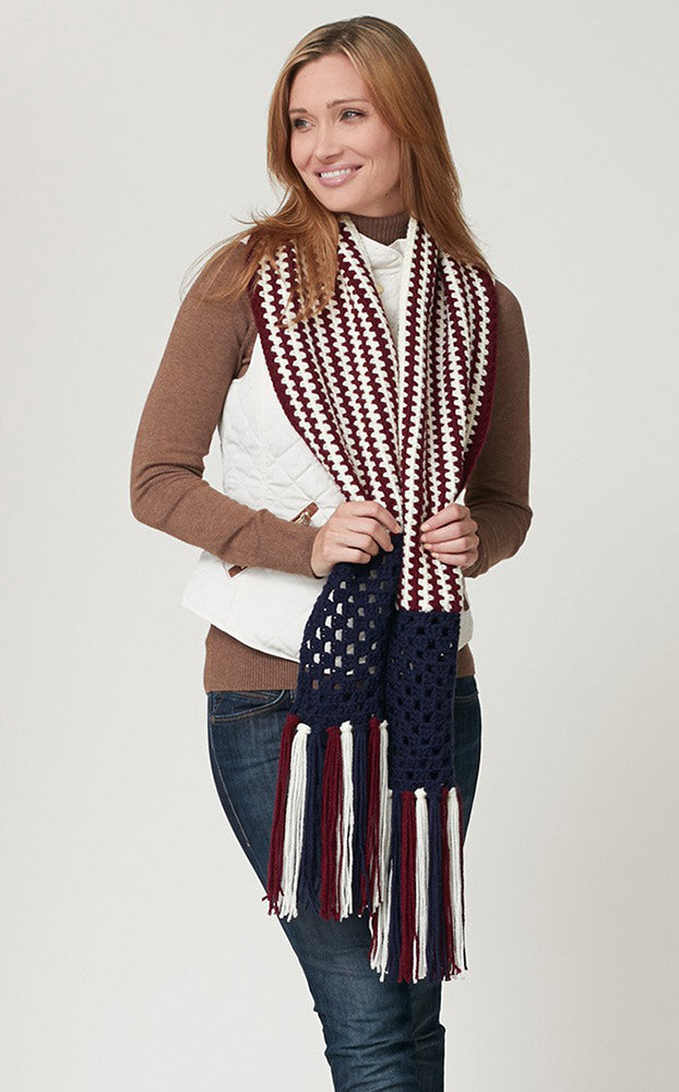 Free Stripes and Squares Scarf Pattern