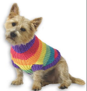Patrón de punto de suéter Rainbow Pooch gratis