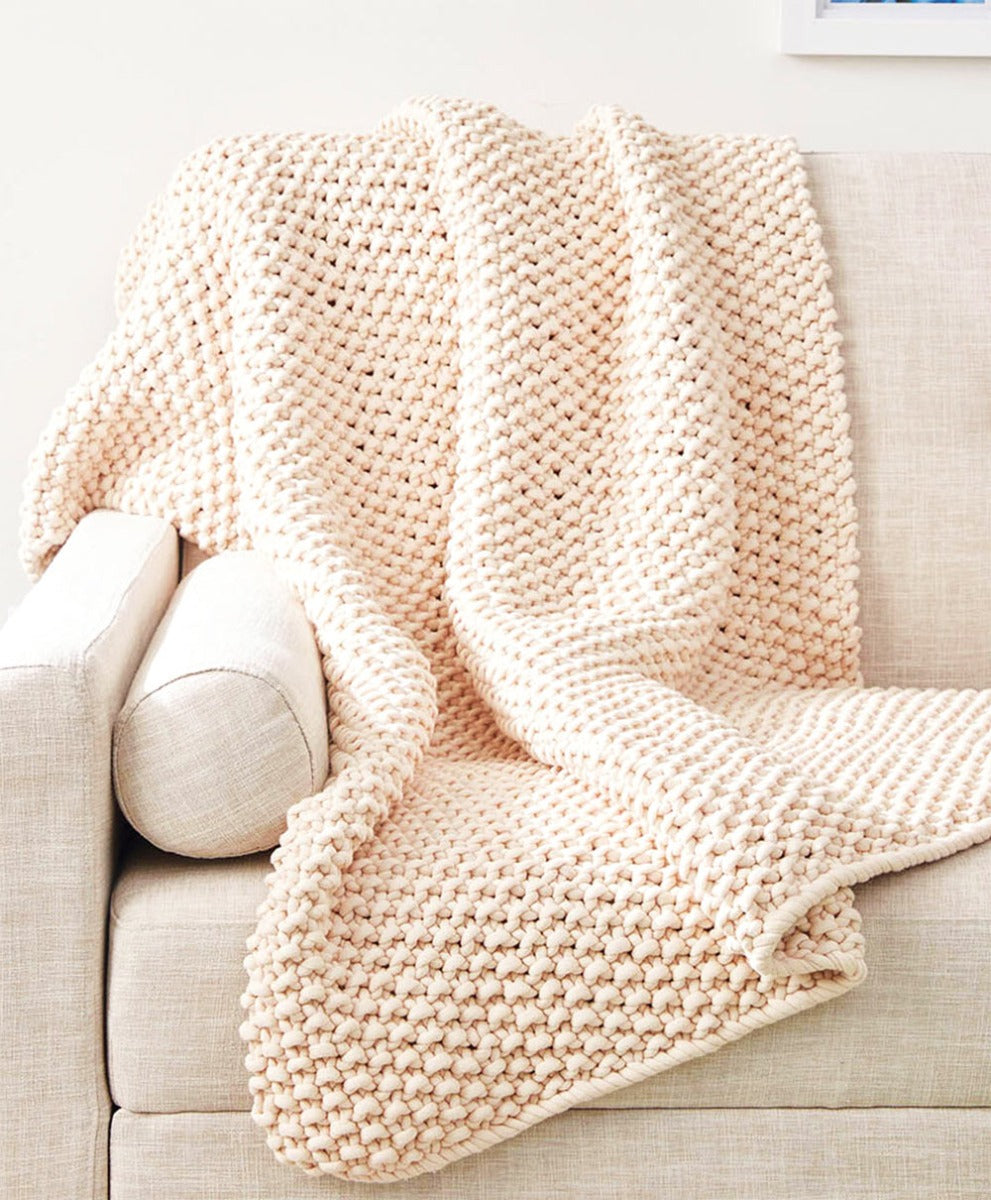 Free Knit Seed Stitch Throw Pattern