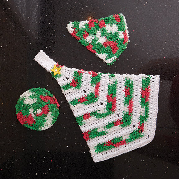 Free Christmas Tree Towel and Scrubbies Pattern