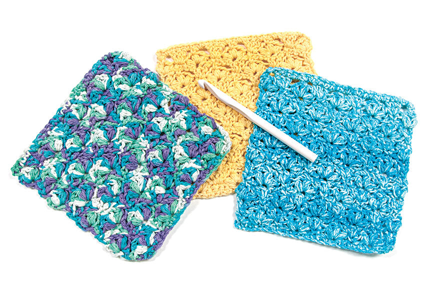 Patrón de trapo de cocina de crochet con puntada de hojaldre gratis