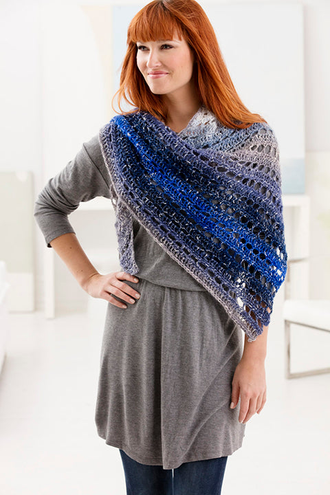 Free Diagonal Eyelets Shawl Pattern.