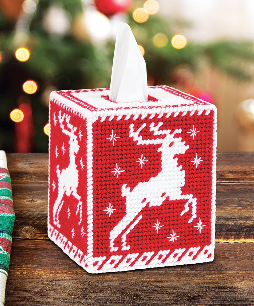Nordic Prancer Tissue Box Plastic Canvas Kit