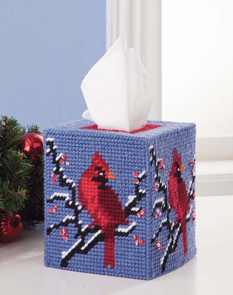 Herrschners Snowy Cardinal Tissue Box Plastic Canvas Kit