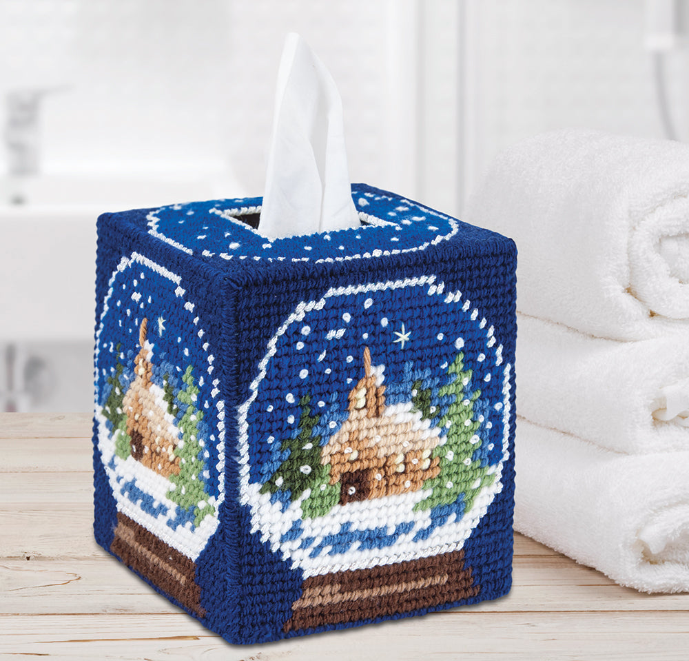 Kit de boîte à mouchoirs en forme de boule à neige d'hiver