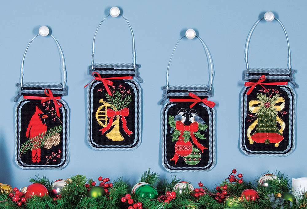 Ensemble de pots Mason en toile en plastique Winter Nights