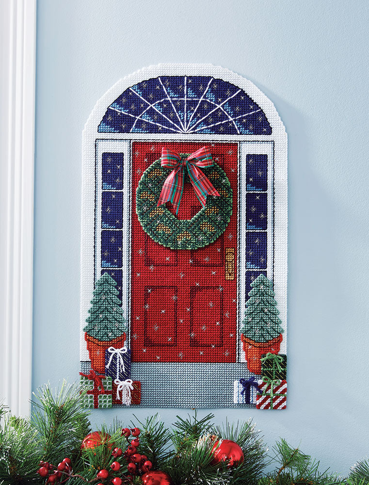 Kit de lona de plástico para colgar en la pared de la puerta navideña