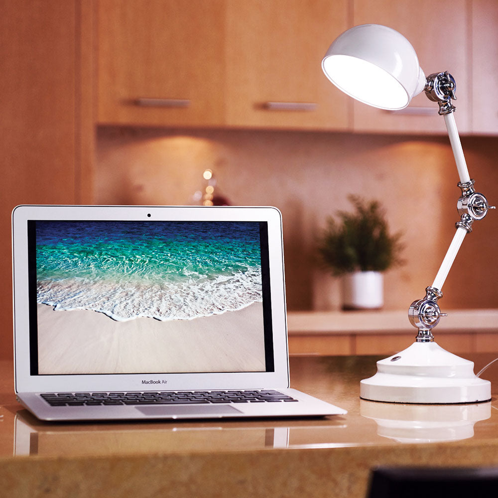 Revive LED White Desk Lamp- With USB Port