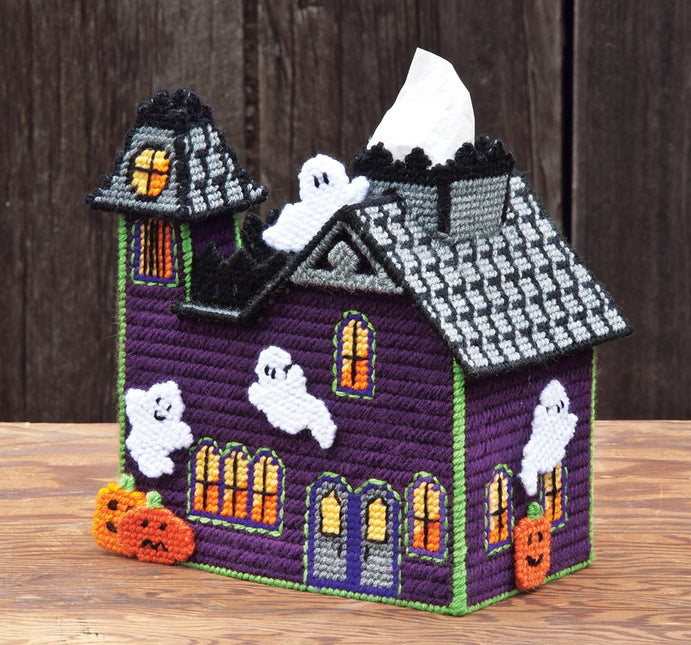 Ghost House Plastic Canvas Tissue Box Cover Kit