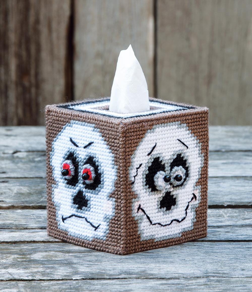 The Boo-ger Tissue Box Cover Plastic Canvas Kit  Plastic canvas, Plastic  canvas tissue boxes, Plastic canvas crafts