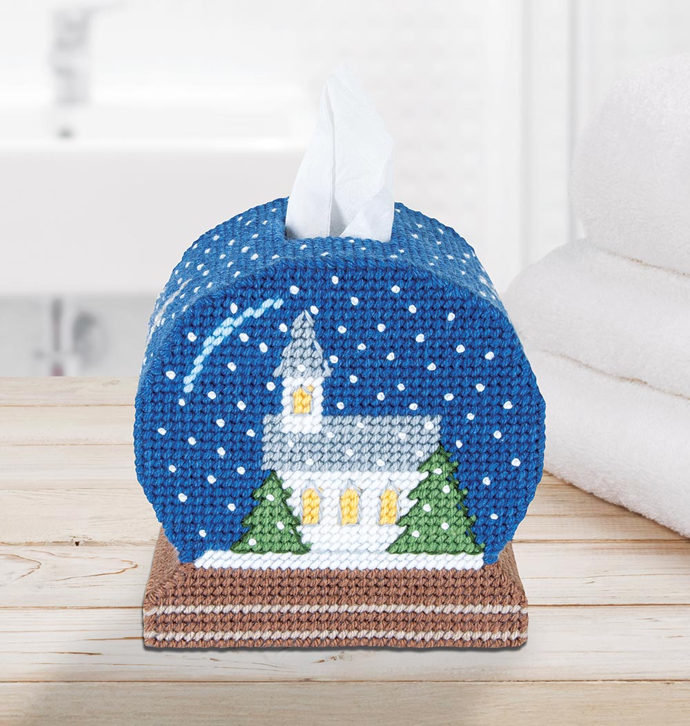 Kit de toile en plastique pour boîte à mouchoirs Church Snowglobe