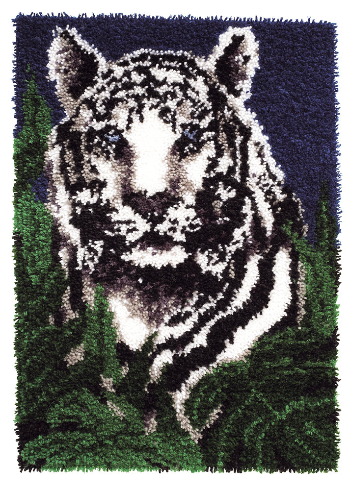 Kit de alfombra con gancho de pestillo de tigre blanco