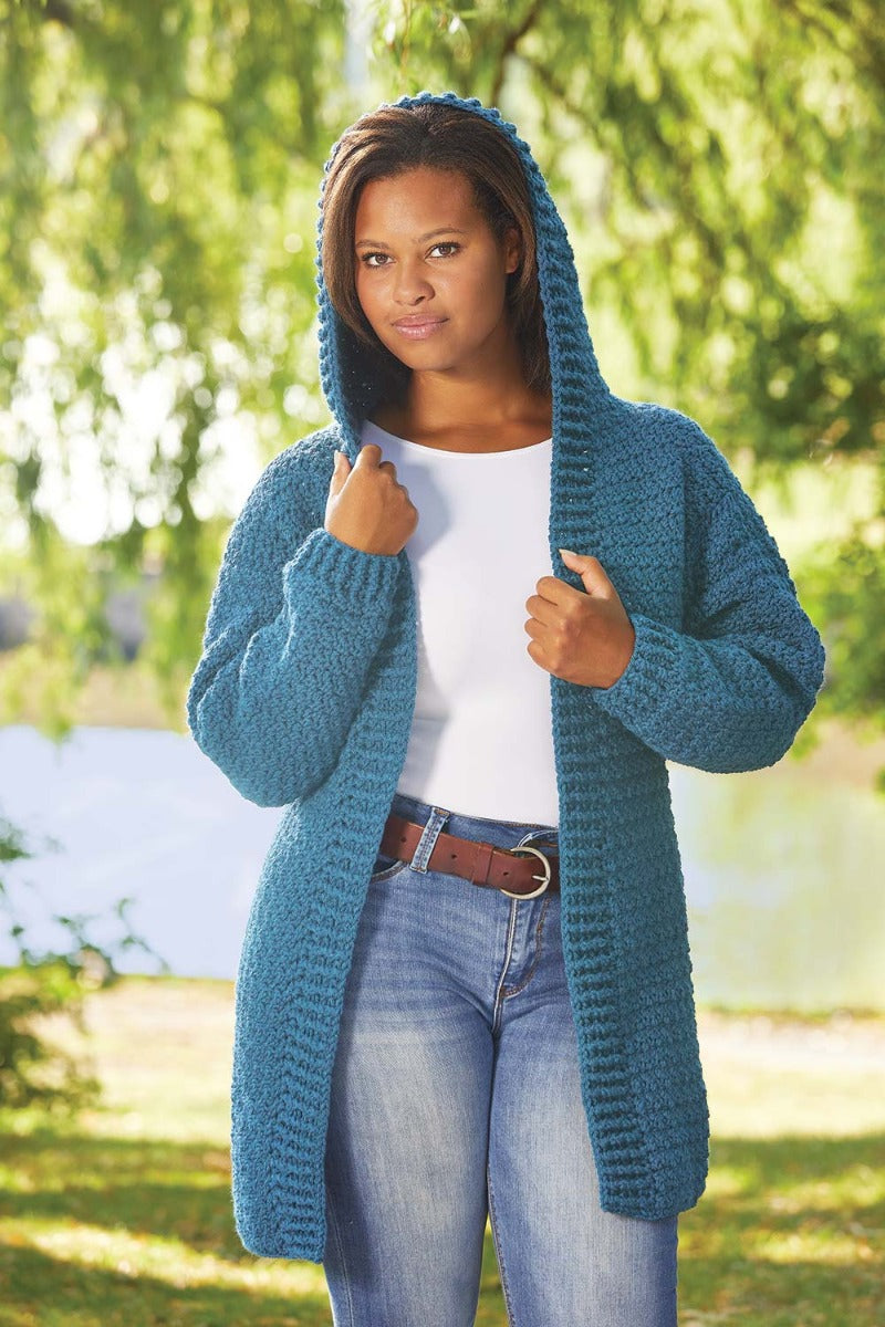 Hooded Crocheted Cardigan – Cozy & Casual | Mary Maxim