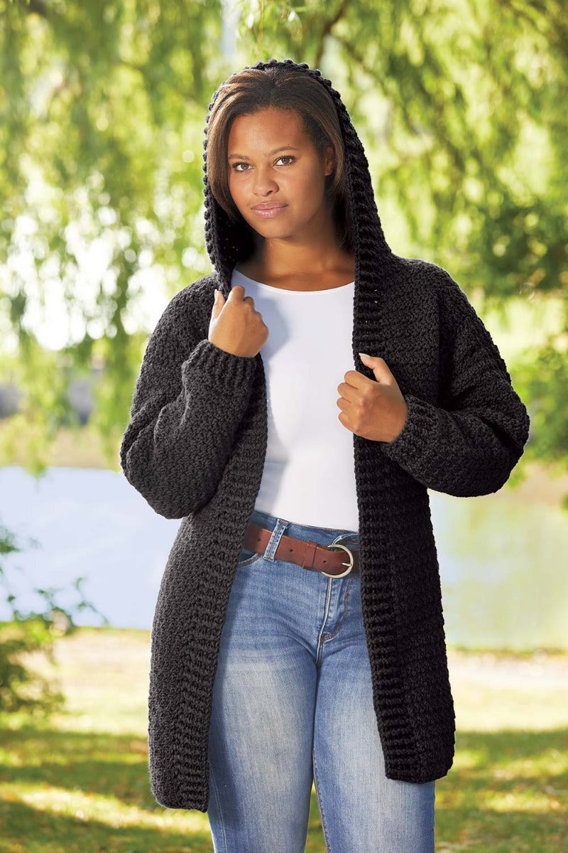Hooded Crocheted Cardigan – Cozy & Casual | Mary Maxim
