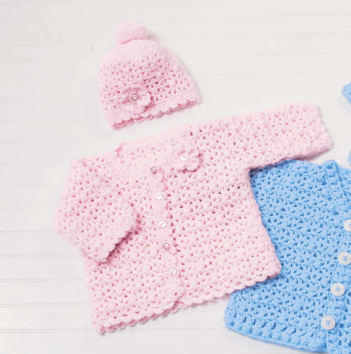 Conjunto de cárdigan con pompones - Cuello redondo