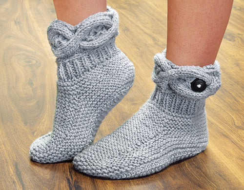 Cabled Cuff Slippers (Size 7-9