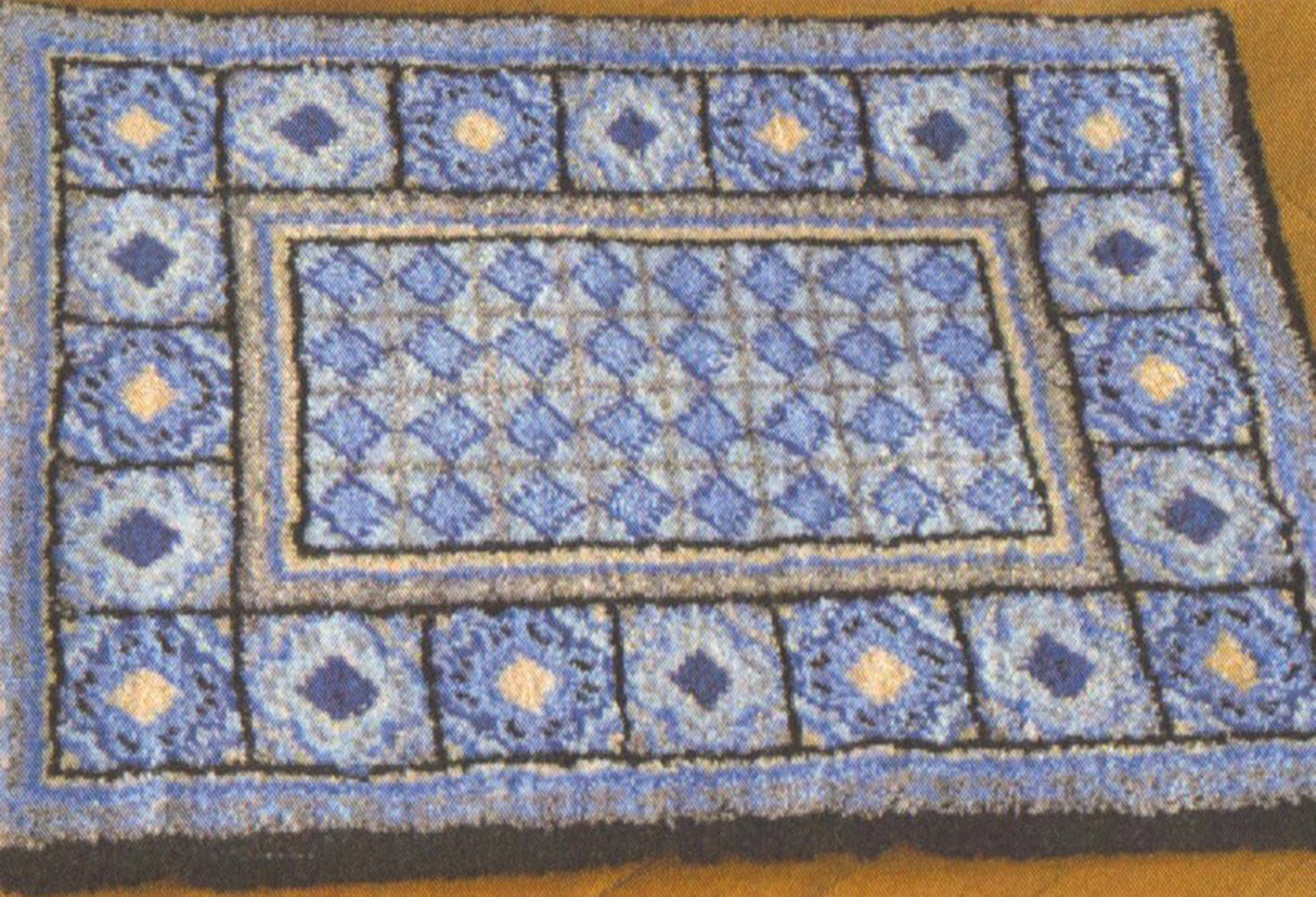Modèle de tapis à crochet à loquet avec diamants bleus