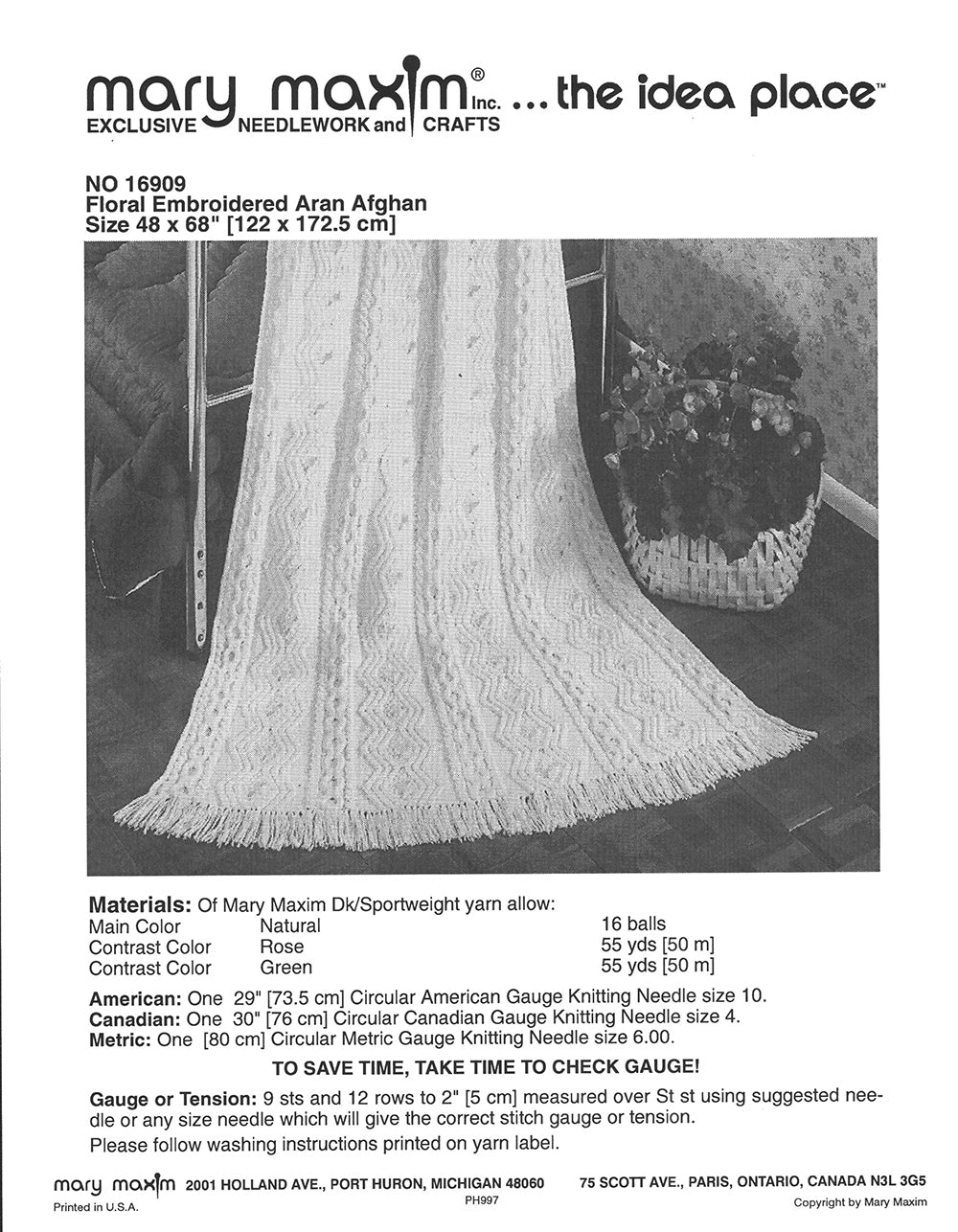 Floral Embroidered Aran Afghan Pattern