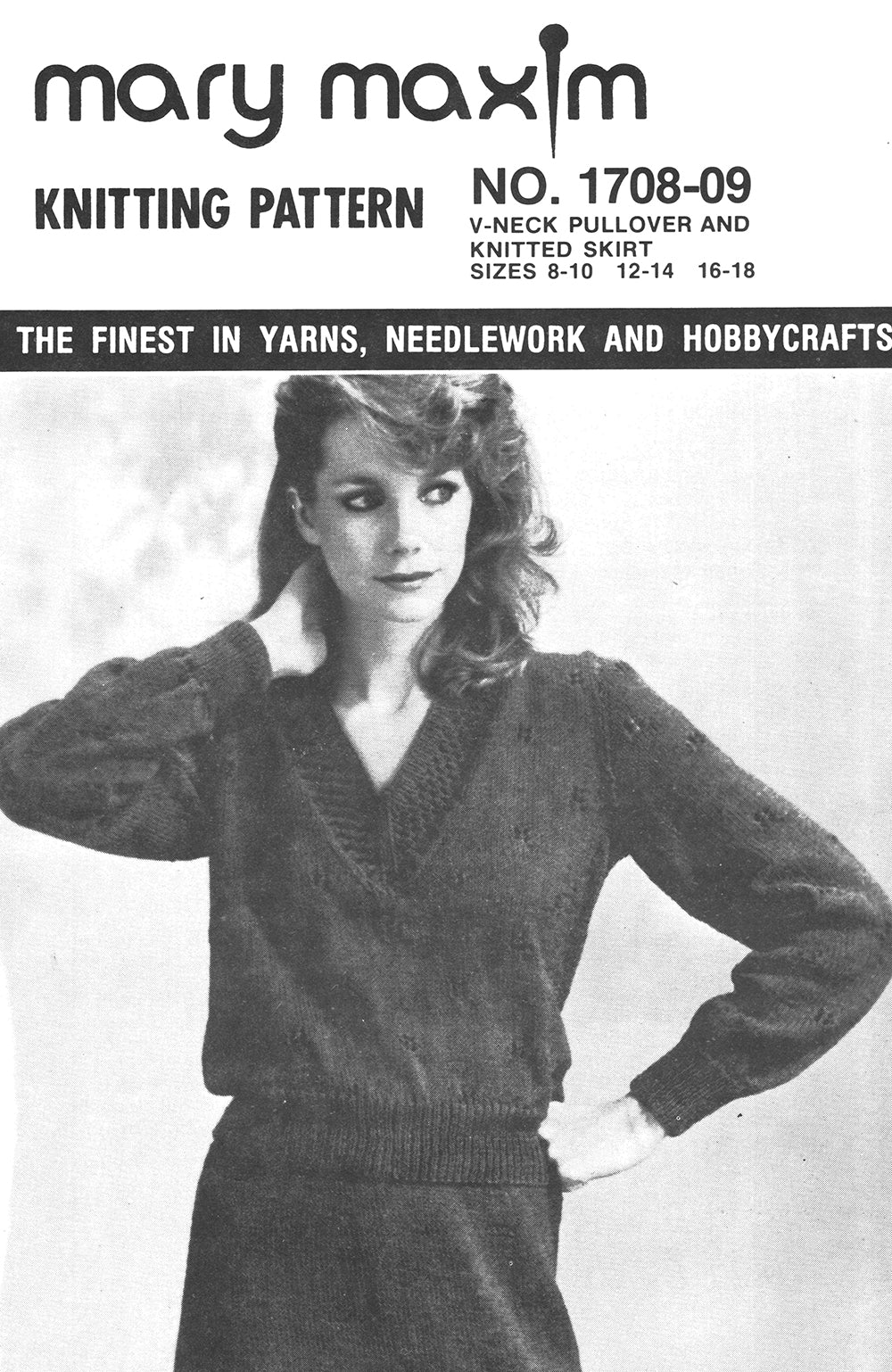 Patrón de jersey con cuello en V y falda de punto