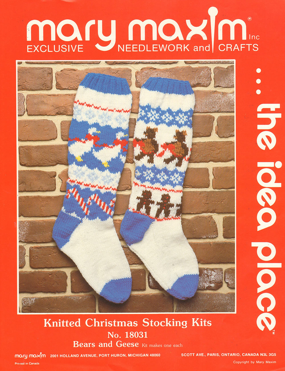 Knitted Christmas Bears & Geese Stocking Pattern