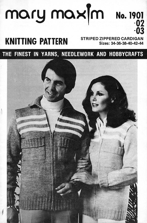 Ladies' and Men's Striped Zippered Cardigan Pattern