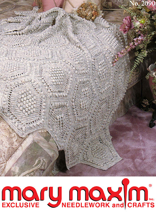 Knit Hexagon Bobble Afghan Pattern