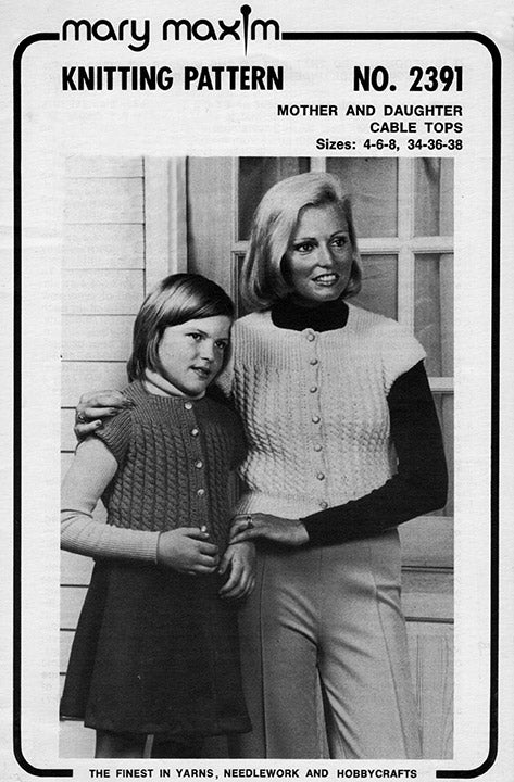 Mother and Daughter Cable Tops Pattern