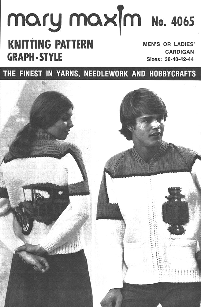 Men's or Ladies' Antique Auto Cardigan Pattern