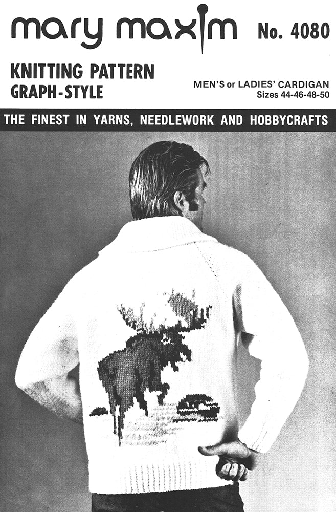 Men's or Ladies' Moose Cardigan Pattern