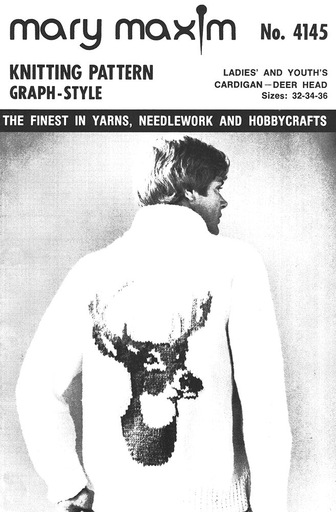 Patrón de cárdigan con cabeza de venado para mujer o joven