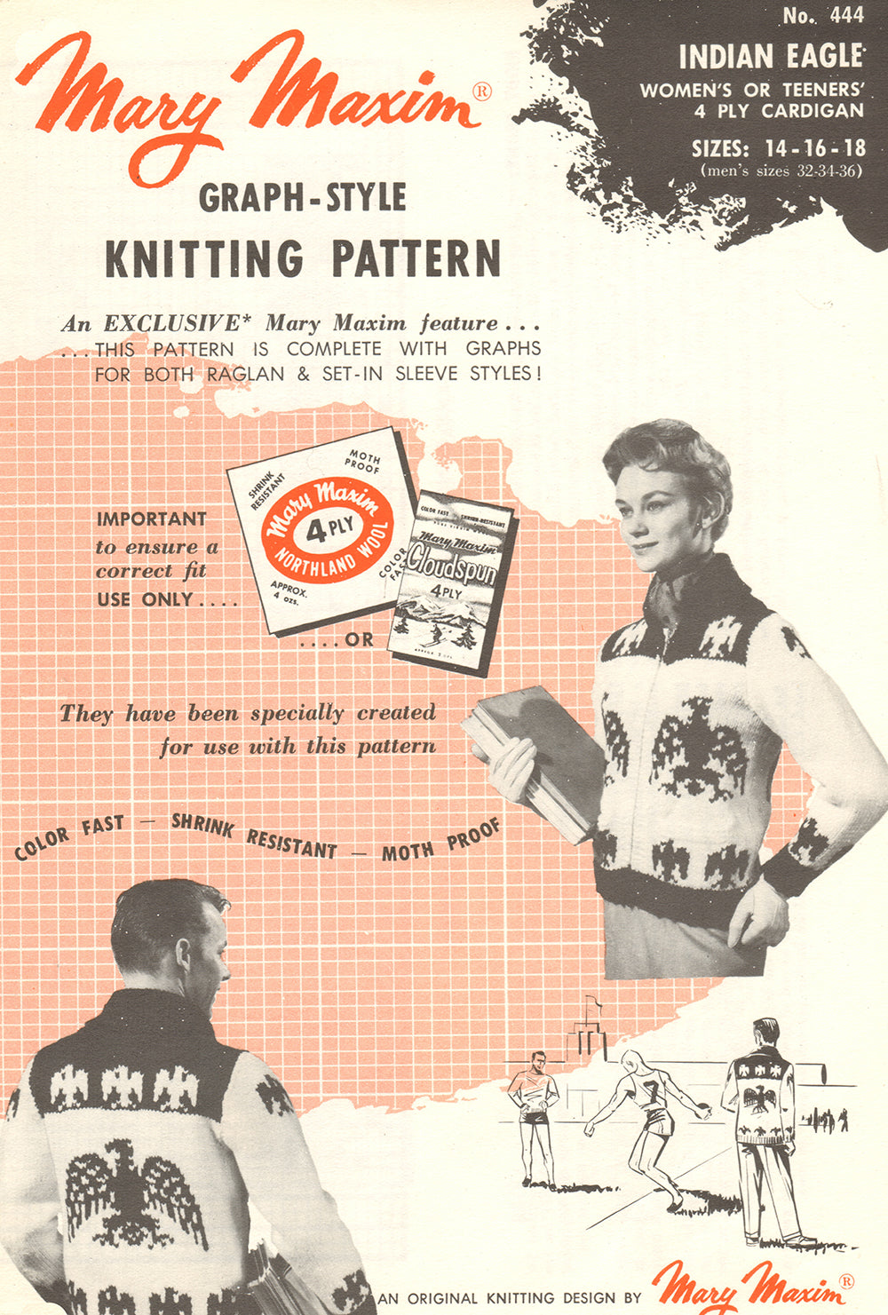 Cárdigan para mujer o joven - Patrón de águila india