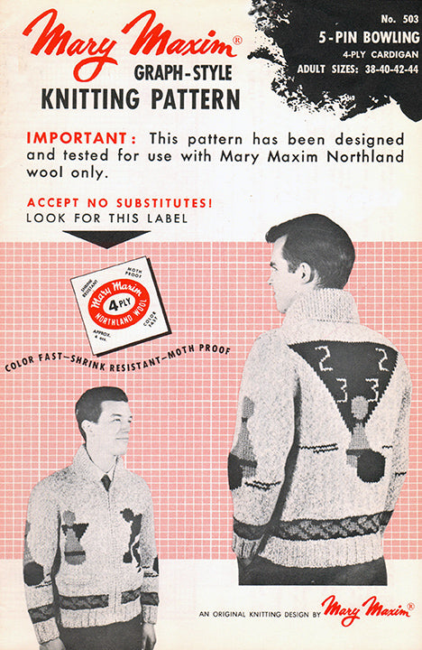 Patrón de cárdigan de bolos de 5 pines