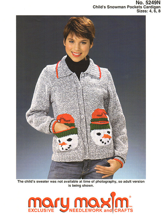 Child's Snowman Pockets Cardigan Pattern