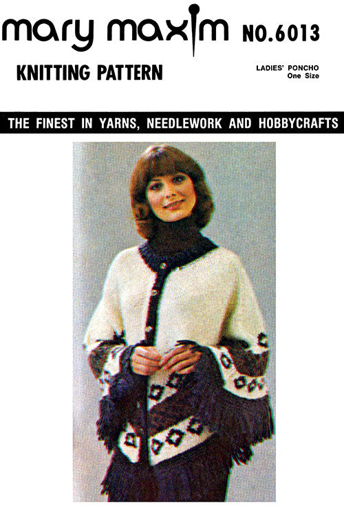 Ladies' Fringed Buttoned Poncho Pattern