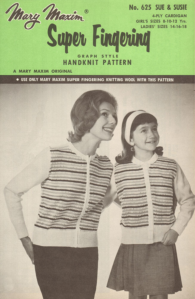 Patrón de cárdigan Sue y Suzie