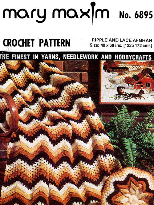 70s afghan throw crochet & hairpin lace pattern, 70s patchwork