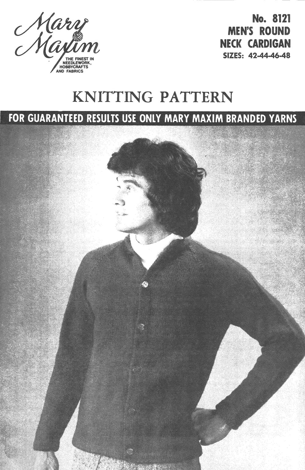 Patrón de cárdigan con cuello redondo para hombre