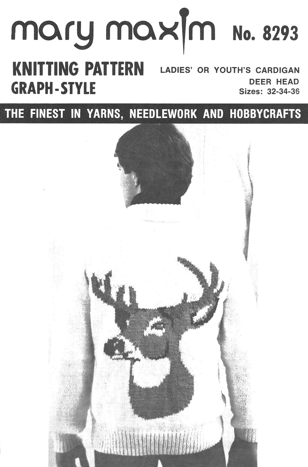 Ladies' or Youth's Cardigan - Deer Head Pattern