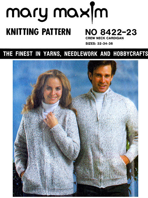 Crew Neck Cardigan Size 32-36 Pattern