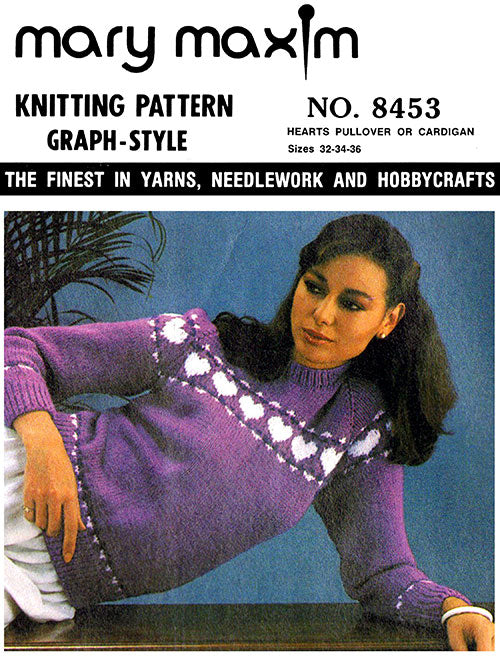 Hearts Pullover or Cardigan Pattern